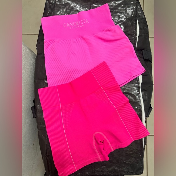 Candelita Hot Pink Seamless Active Shorts Set - Picture 4 of 4